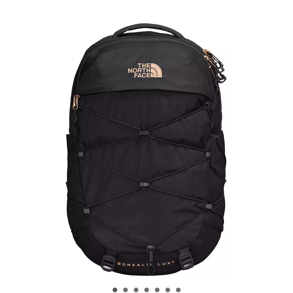 The North Face Borealis Luxe Backpack in Black and rose gold accents